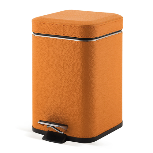 Square Orange Waste Bin With Pedal Gedy 2209-67